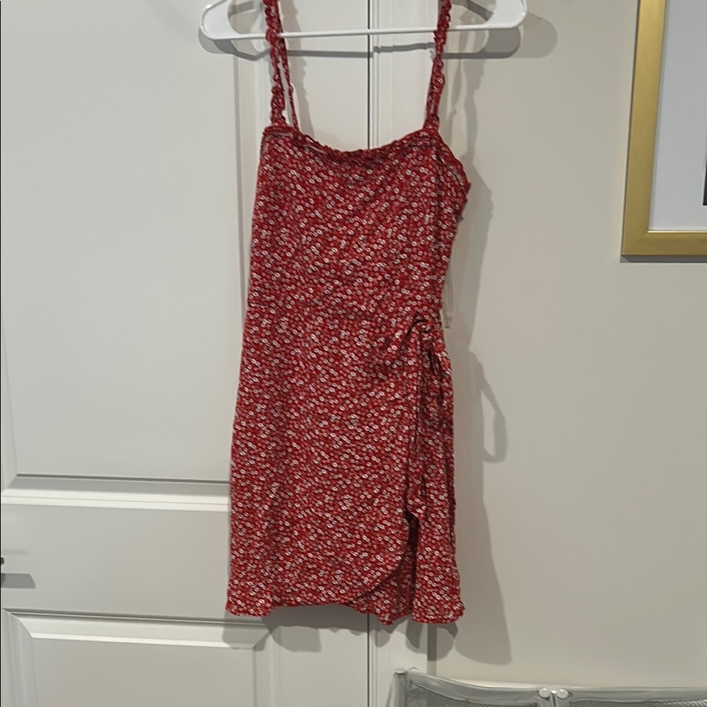 Trixxi Red and White Asymmetrical Wrap Sundress